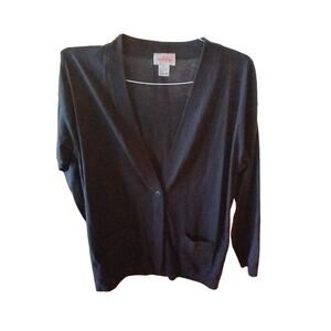 Mobility Size Medium V Neck Button Down Thin Cotton Black Cardigan